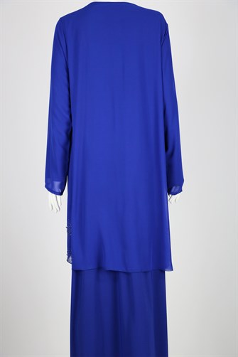 Önü Çift Kat Taşlı - Saks Mavi