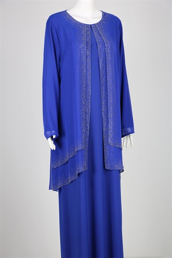 Önü Çift Kat Taşlı - Saks Mavi