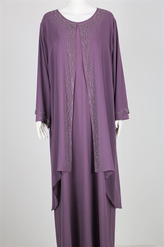 Önü Taşlı Anne Abiye - Lila