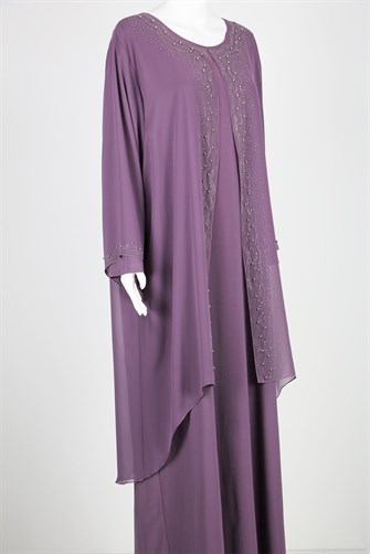 Önü Taşlı Anne Abiye - Lila