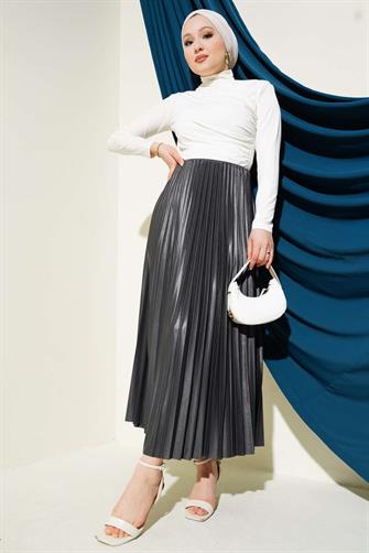 Pliseli Etek - Antrasit