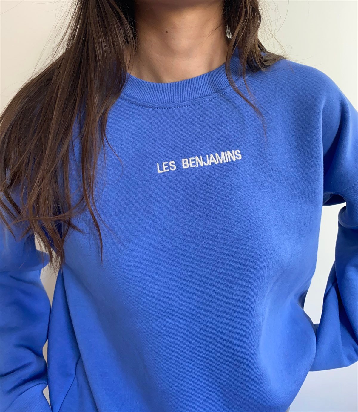 Les Benjamins Nakış Detaylı Mavi Oversize Unisex Sweatshirt