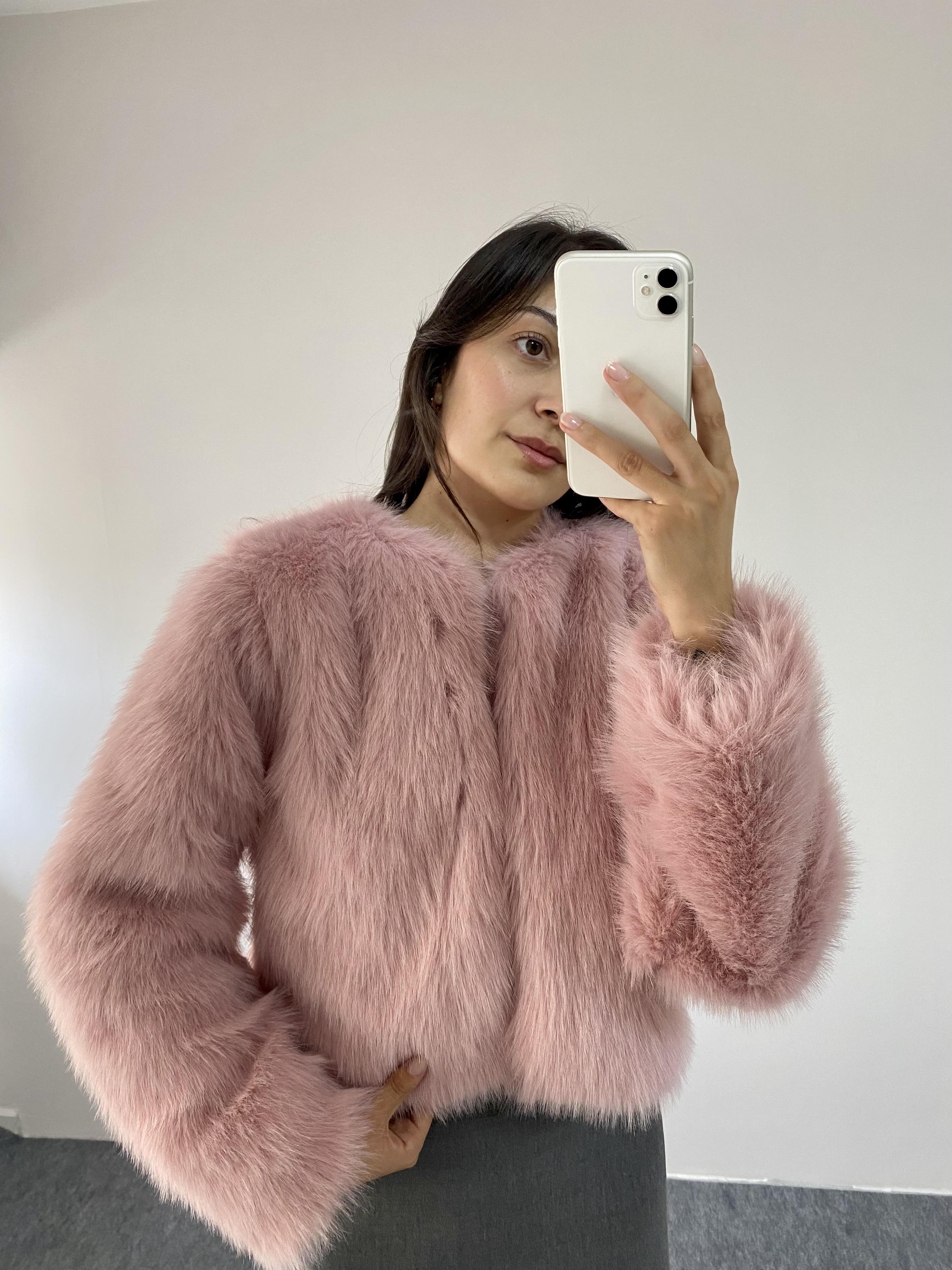 Mango Model Pembe Peluş Kürk