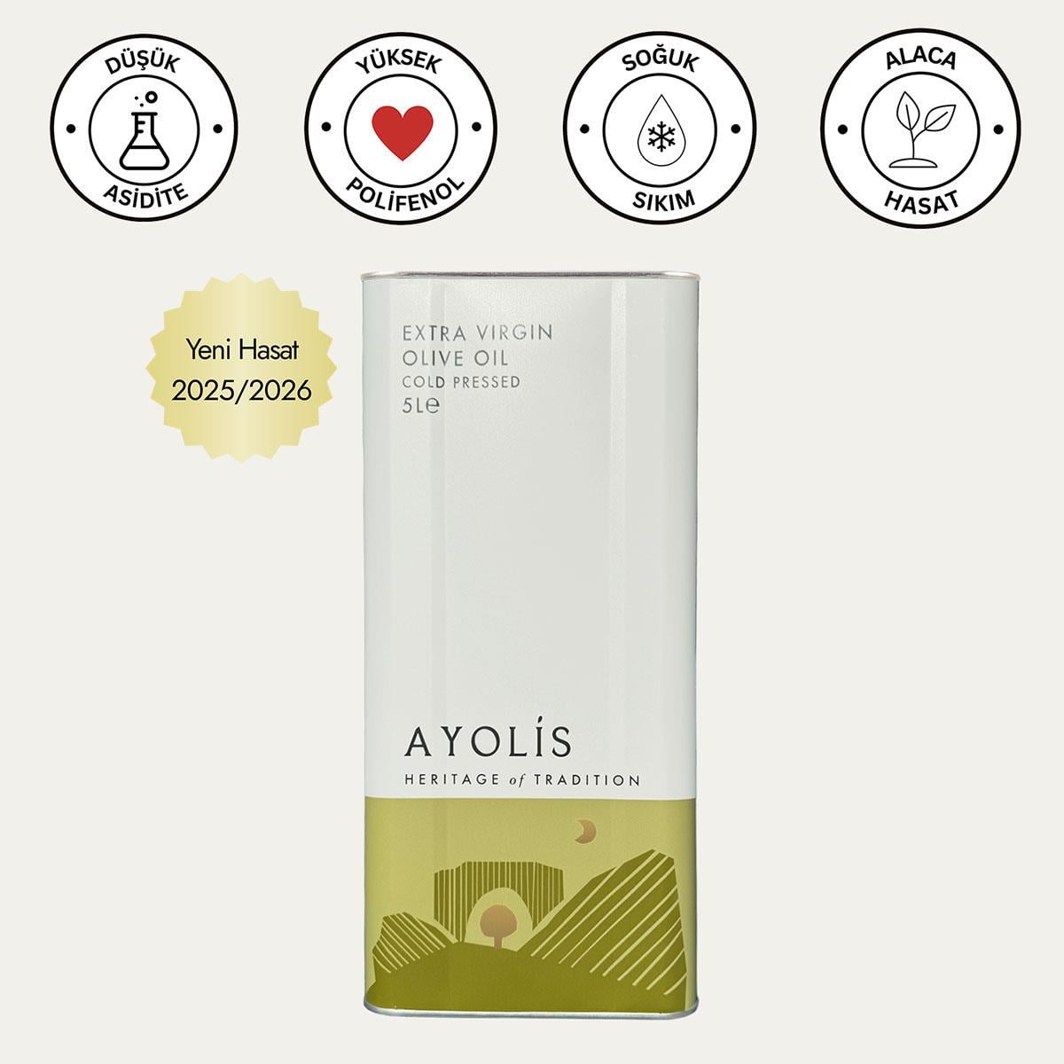 Ayolis Premium Chef Ödüllü Soğuk Sıkım Natürel Sızma Zeytinyağı 5 Lt