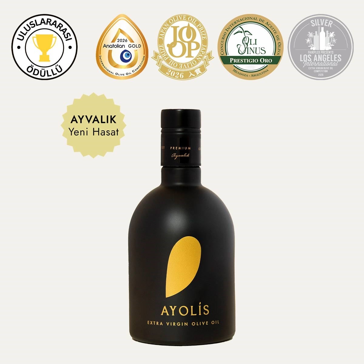 Ayolis Premium Gurme Ayvalık Ödüllü Yüksek Polifenollü Erken Hasat Soğuk Sıkım Natürel Sızma Zeytinyağı 500 Ml