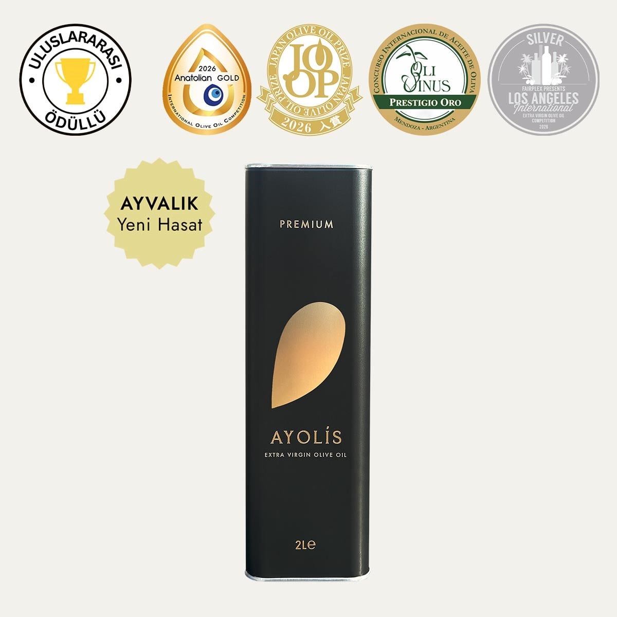 Ayolis Premium Gurme Ayvalık Ödüllü Yüksek Polifenollü Erken Hasat Soğuk Sıkım Natürel Sızma Zeytinyağı 2 Lt