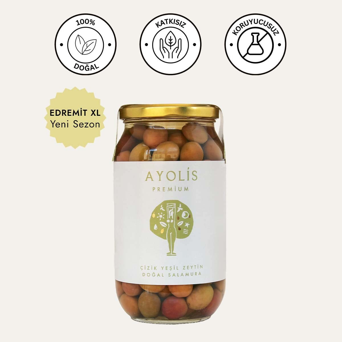 Ayolis Premium Gurme Çizik Yeşil Zeytin XL 650 g