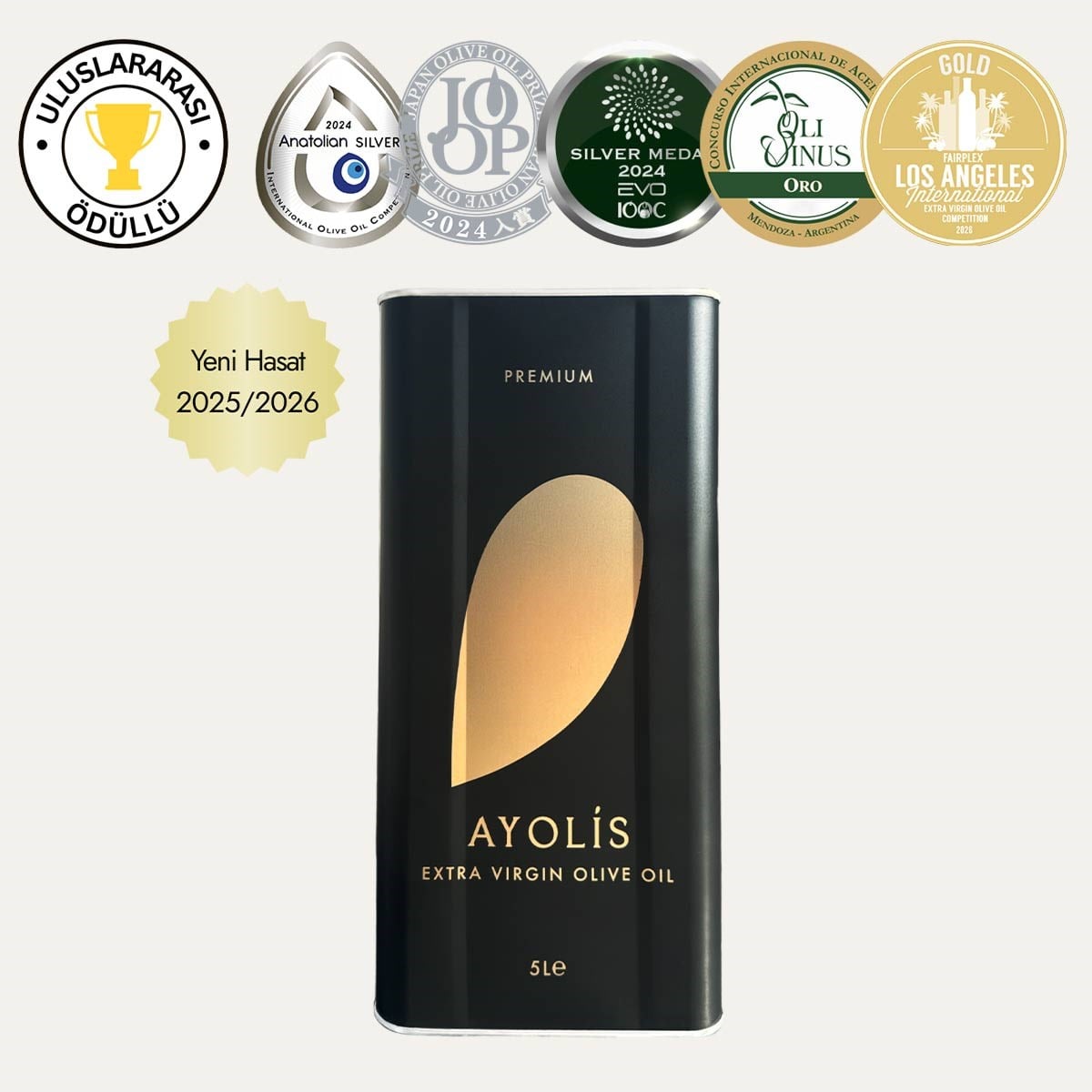 Ayolis Premium Gurme Memecik Ödüllü Yüksek Polifenollü Erken Hasat Soğuk Sıkım Natürel Sızma Zeytinyağı 5 Lt