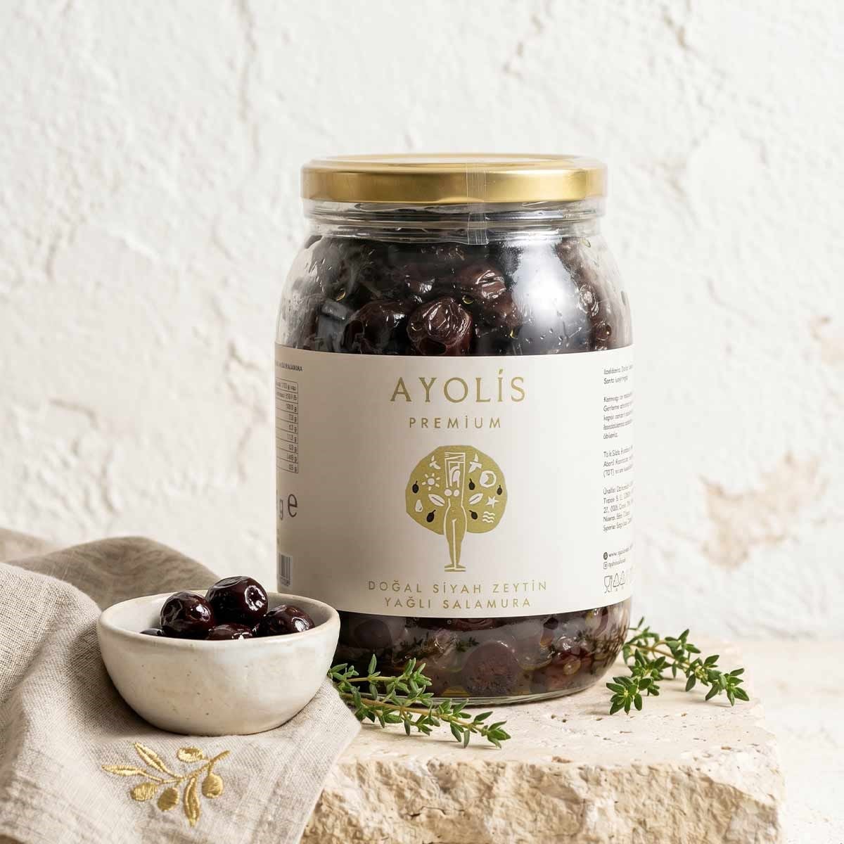 Ayolis Premium Gurme Yağlı Salamura Siyah Zeytin XL 950 g (Zeytinyağlı)