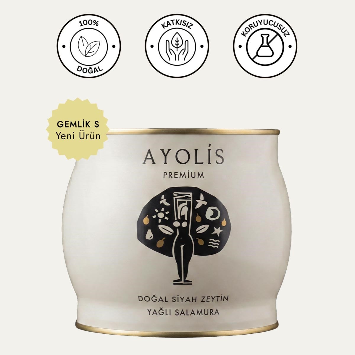 Ayolis Premium Gurme Yağlı Salamura Siyah Zeytin S 1700 g (Zeytinyağlı)