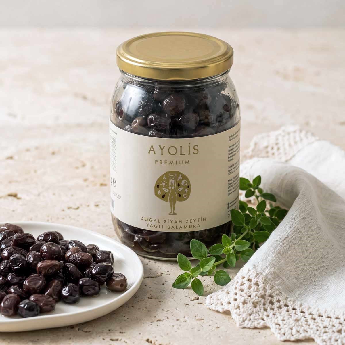 Ayolis Premium Gurme Yağlı Salamura Siyah Zeytin S 950 g (Zeytinyağlı)