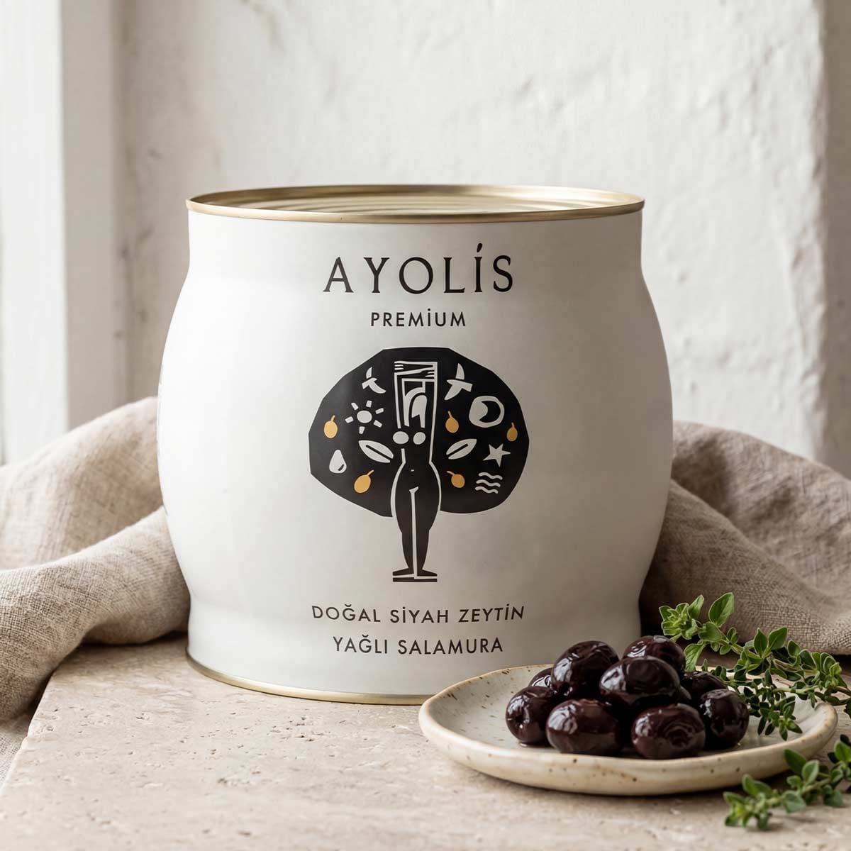 Ayolis Premium Gurme Yağlı Salamura Siyah Zeytin XL 1700 g (Zeytinyağlı)
