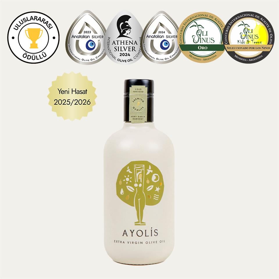 Ayolis Premium Anne Bebek Ödüllü Yüksek Polifenollü İlk Hasat Soğuk Sıkım Natürel Sızma Zeytinyağı 500 Ml