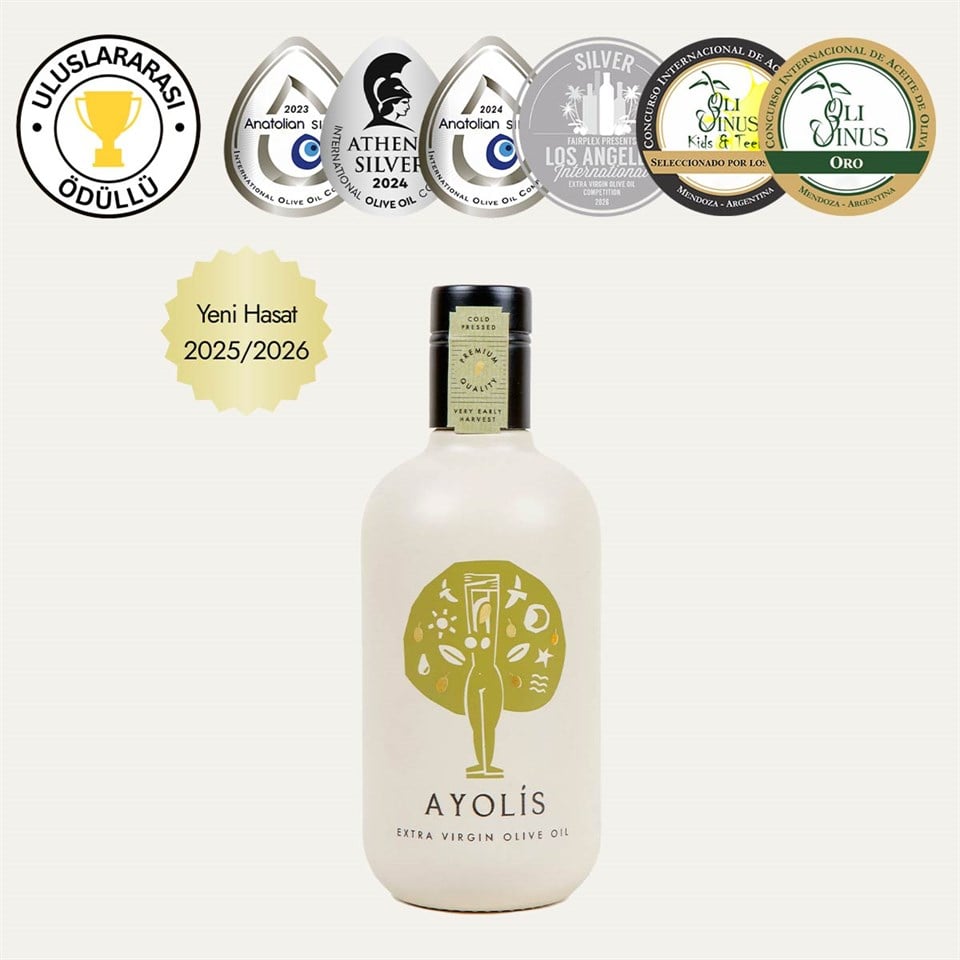 Ayolis Premium Anne Bebek Ödüllü Yüksek Polifenollü İlk Hasat Soğuk Sıkım Natürel Sızma Zeytinyağı 500 Ml
