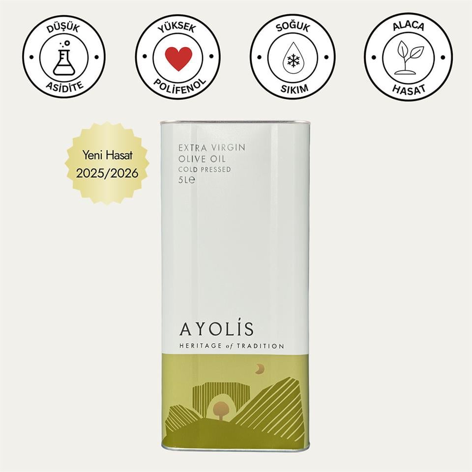 Ayolis Premium Chef Ödüllü Soğuk Sıkım Natürel Sızma Zeytinyağı 5 Lt