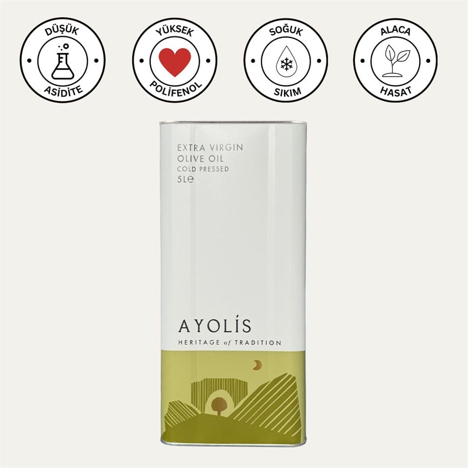 Ayolis Premium Chef Ödüllü Soğuk Sıkım Natürel Sızma Zeytinyağı 5 Lt