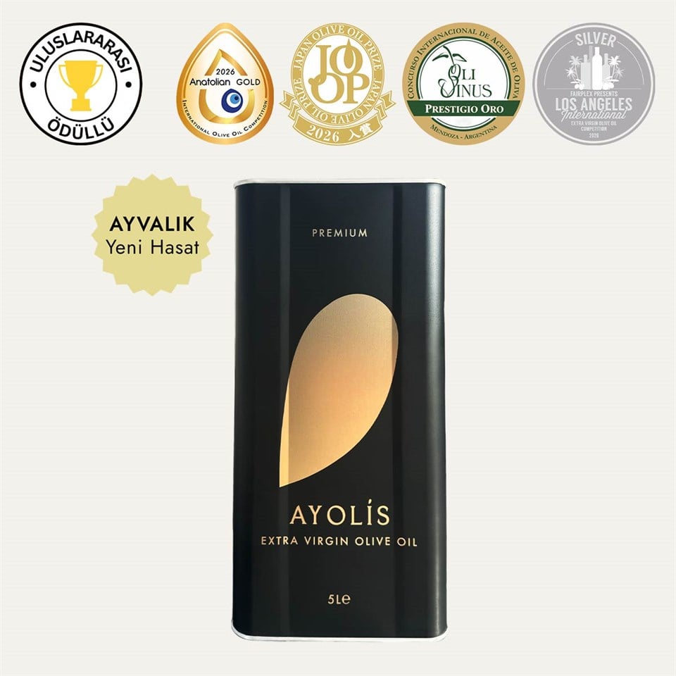 Ayolis Premium Gurme Ayvalık Ödüllü Yüksek Polifenollü Erken Hasat Soğuk Sıkım Natürel Sızma Zeytinyağı 5 Lt