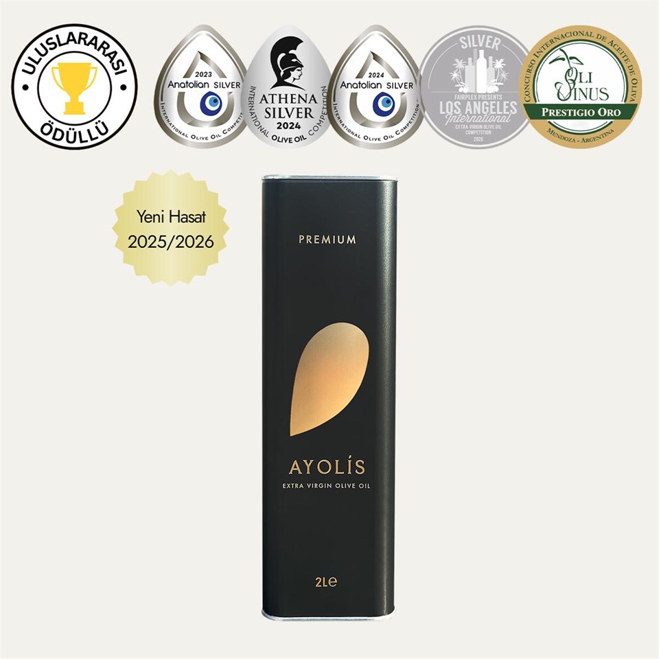 Ayolis Premium Gurme Ayvalık Ödüllü Yüksek Polifenollü Erken Hasat Soğuk Sıkım Natürel Sızma Zeytinyağı 2 Lt