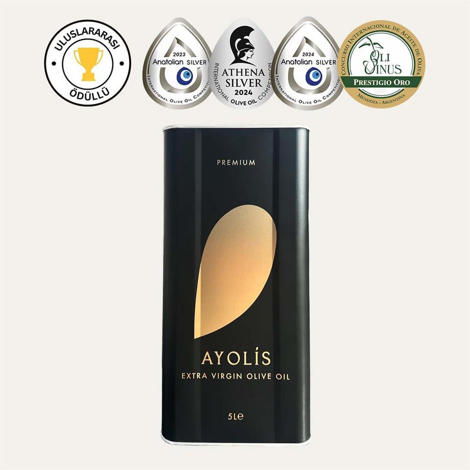 Ayolis Premium Gurme Ayvalık Ödüllü Yüksek Polifenollü Erken Hasat Soğuk Sıkım Natürel Sızma Zeytinyağı 5 Lt