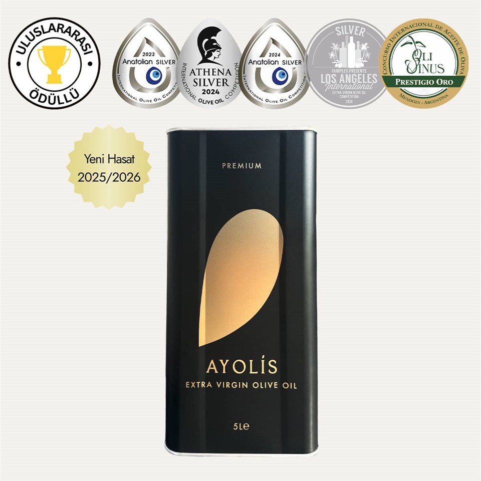 Ayolis Premium Gurme Ayvalık Ödüllü Yüksek Polifenollü Erken Hasat Soğuk Sıkım Natürel Sızma Zeytinyağı 5 Lt