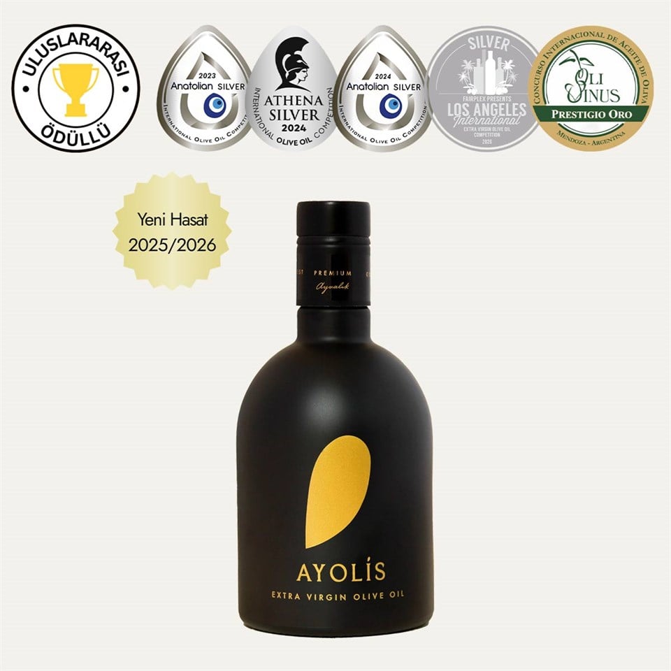 Ayolis Premium Gurme Ayvalık Ödüllü Yüksek Polifenollü Erken Hasat Soğuk Sıkım Natürel Sızma Zeytinyağı 500 Ml