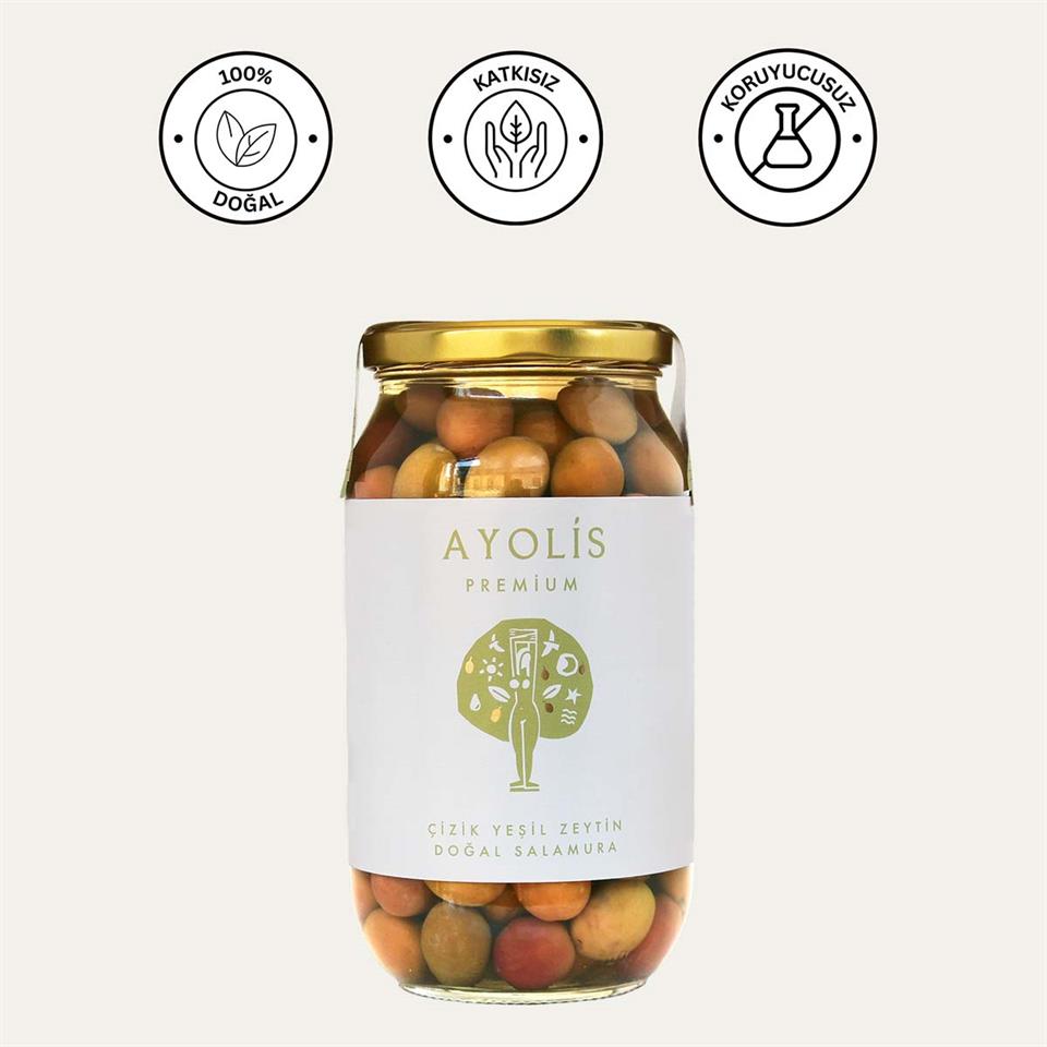 Ayolis Premium Gurme Çizik Yeşil Zeytin XL 650 g