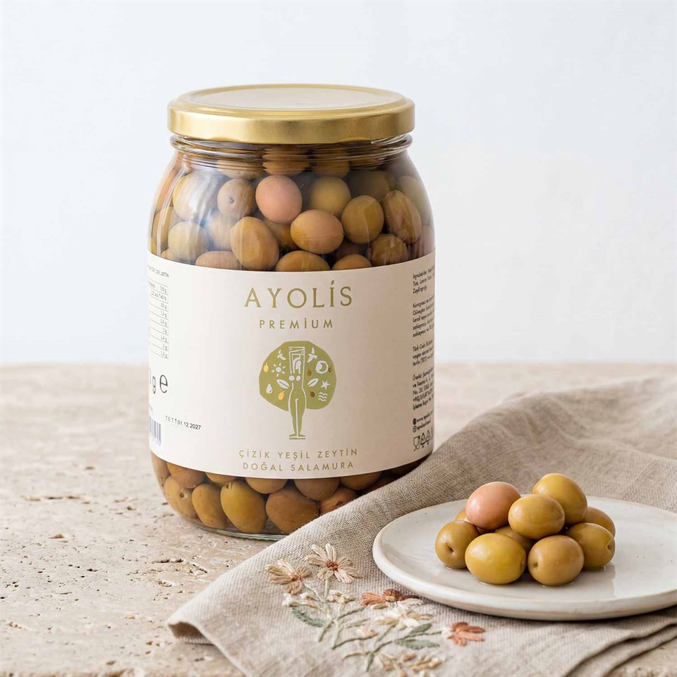 Ayolis Premium Gurme Çizik Yeşil Zeytin M 950 g