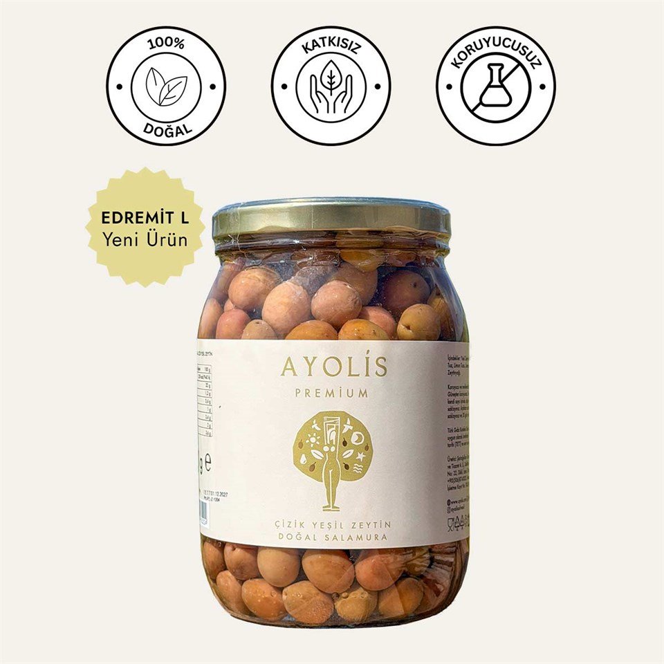 Ayolis Premium Gurme Çizik Yeşil Zeytin L 950 g