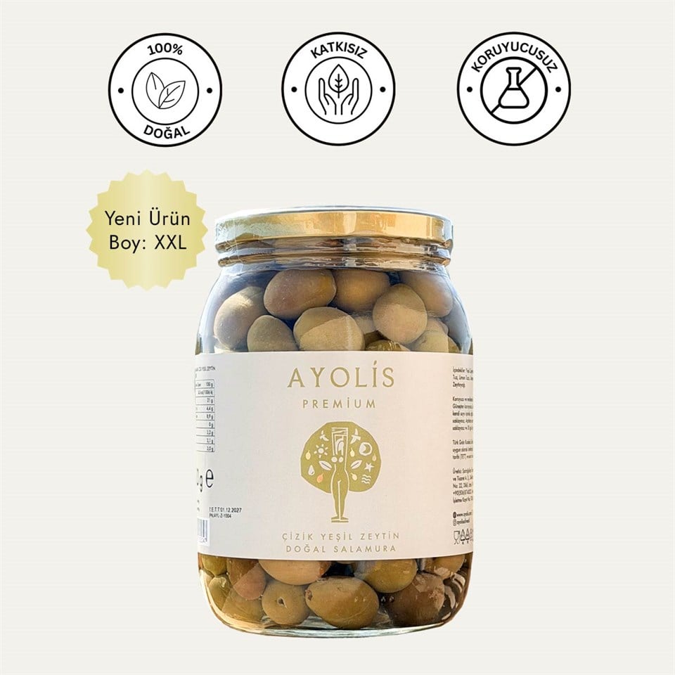Ayolis Premium Gurme Domat Çizik Yeşil Zeytin XXL 950 g