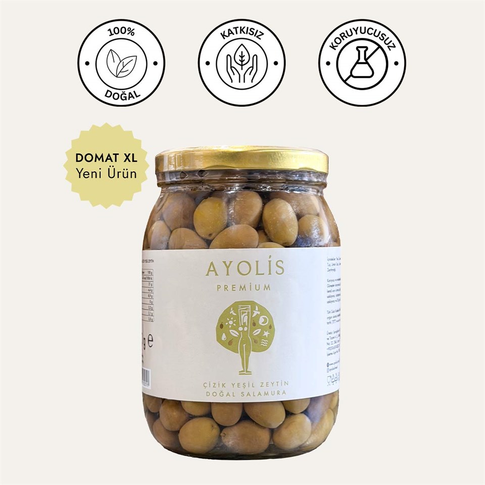 Ayolis Premium Gurme Domat Çizik Yeşil Zeytin XL 950 g