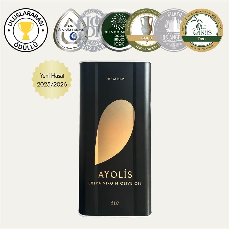 Ayolis Premium Gurme Domat Ödüllü Yüksek Polifenollü Erken Hasat Soğuk Sıkım Natürel Sızma Zeytinyağı 5 Lt