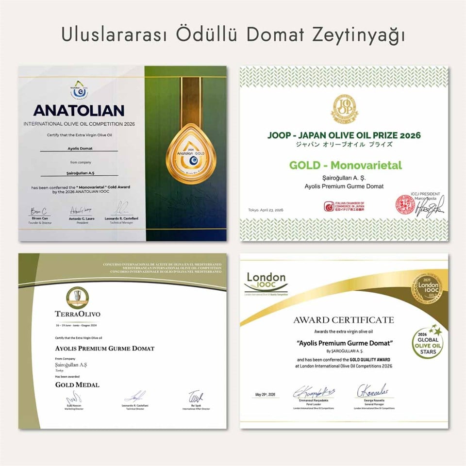 Ayolis Premium Gurme Domat Ödüllü Yüksek Polifenollü Erken Hasat Soğuk Sıkım Natürel Sızma Zeytinyağı 2 Lt