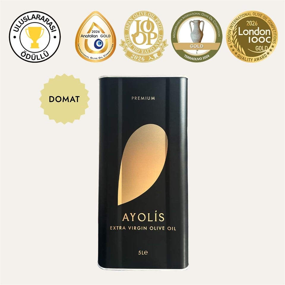 Ayolis Premium Gurme Domat Ödüllü Yüksek Polifenollü Erken Hasat Soğuk Sıkım Natürel Sızma Zeytinyağı 5 Lt