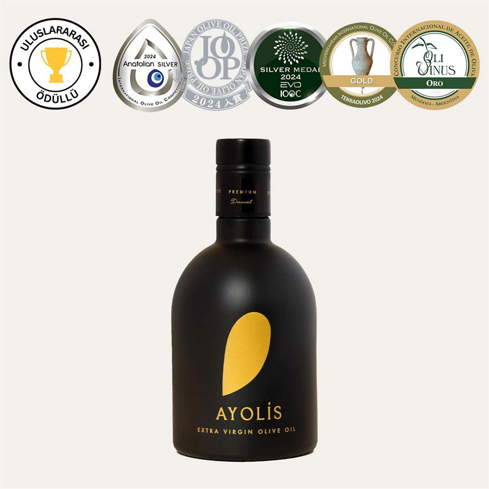 Ayolis Premium Gurme Domat Ödüllü Yüksek Polifenollü Erken Hasat Soğuk Sıkım Natürel Sızma Zeytinyağı 500 Ml