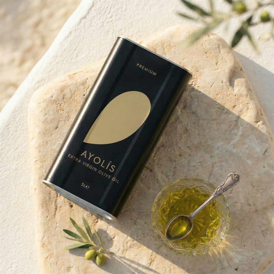 Ayolis Premium Gurme Domat Ödüllü Yüksek Polifenollü Erken Hasat Soğuk Sıkım Natürel Sızma Zeytinyağı 5 Lt