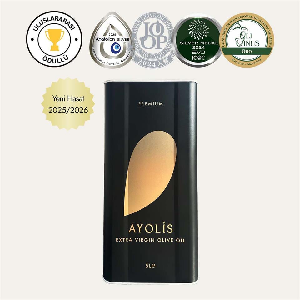 Ayolis Premium Gurme Memecik Ödüllü Yüksek Polifenollü Erken Hasat Soğuk Sıkım Natürel Sızma Zeytinyağı 5 Lt