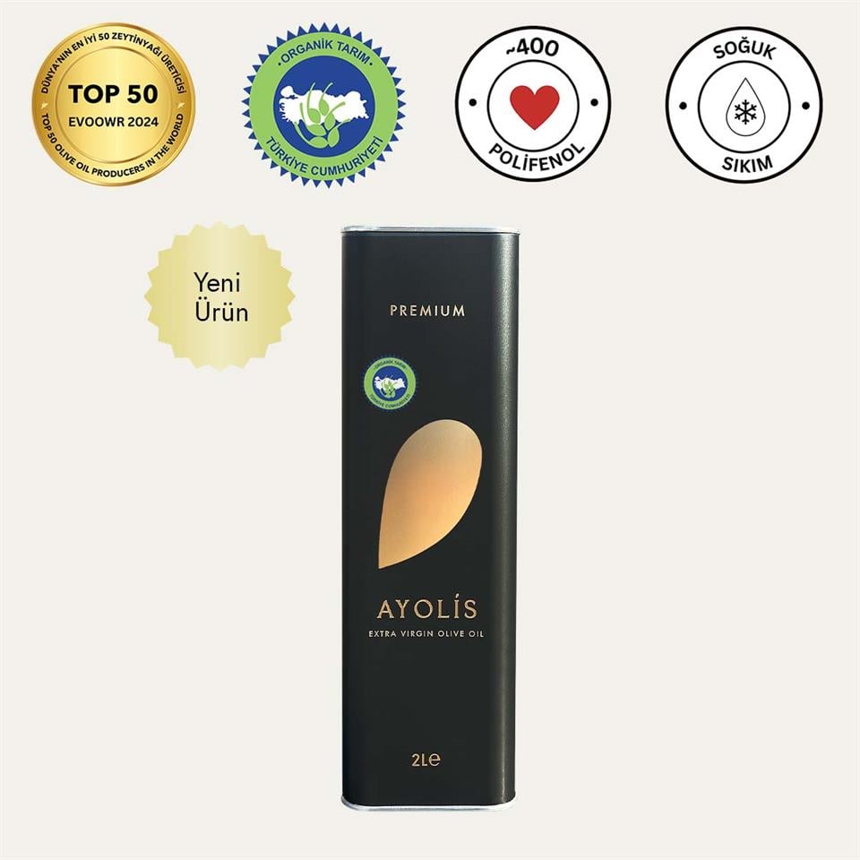 Ayolis Premium Organik Ödüllü Yüksek Polifenollü Soğuk Sıkım Natürel Sızma Zeytinyağı 2 Lt
