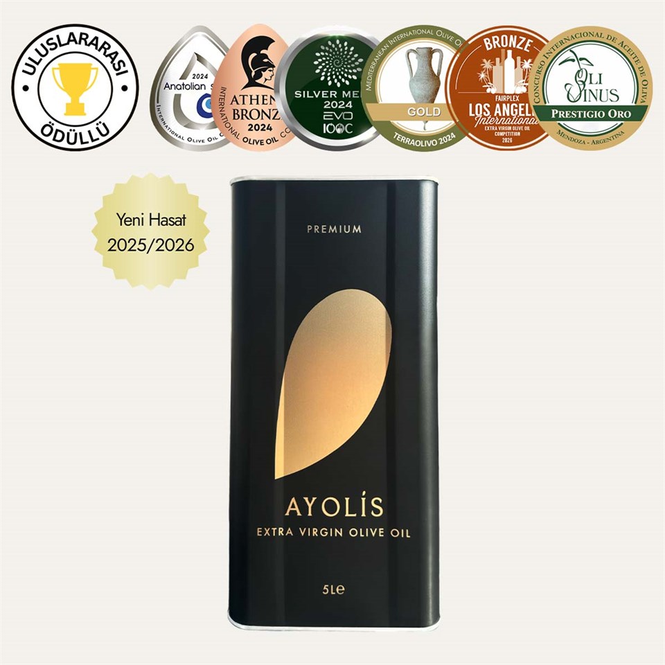 Ayolis Premium Gurme Trilye Ödüllü Yüksek Polifenollü Erken Hasat Soğuk Sıkım Natürel Sızma Zeytinyağı 5 Lt
