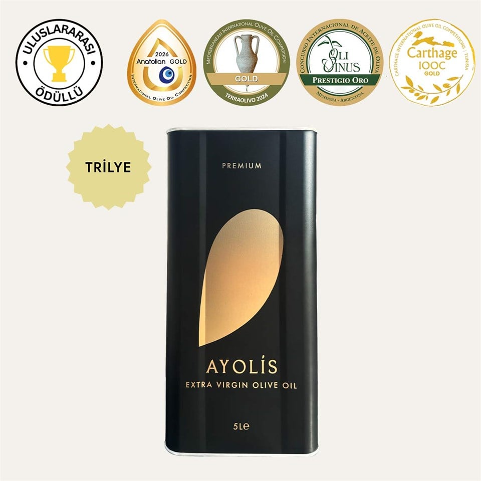 Ayolis Premium Gurme Trilye Ödüllü Yüksek Polifenollü Erken Hasat Soğuk Sıkım Natürel Sızma Zeytinyağı 5 Lt