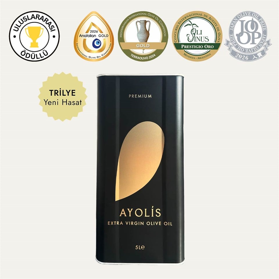 Ayolis Premium Gurme Trilye Ödüllü Yüksek Polifenollü Erken Hasat Soğuk Sıkım Natürel Sızma Zeytinyağı 5 Lt