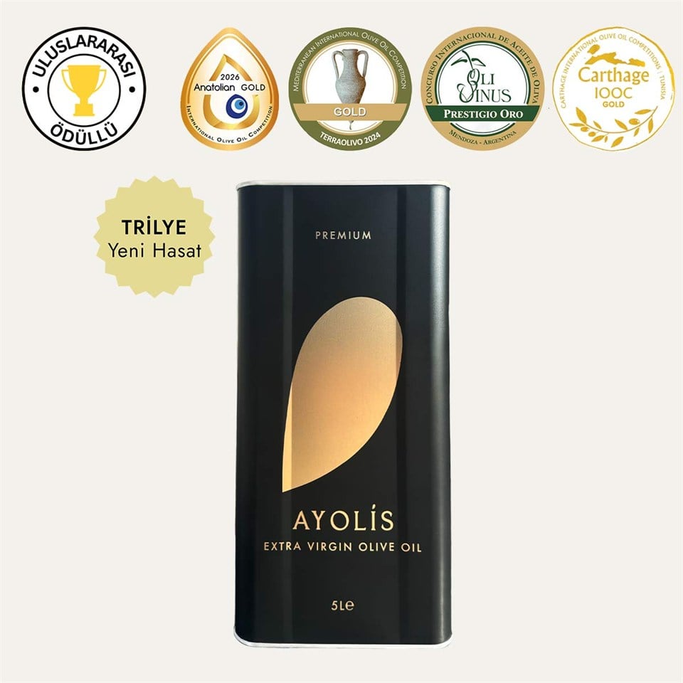 Ayolis Premium Gurme Trilye Ödüllü Yüksek Polifenollü Erken Hasat Soğuk Sıkım Natürel Sızma Zeytinyağı 5 Lt