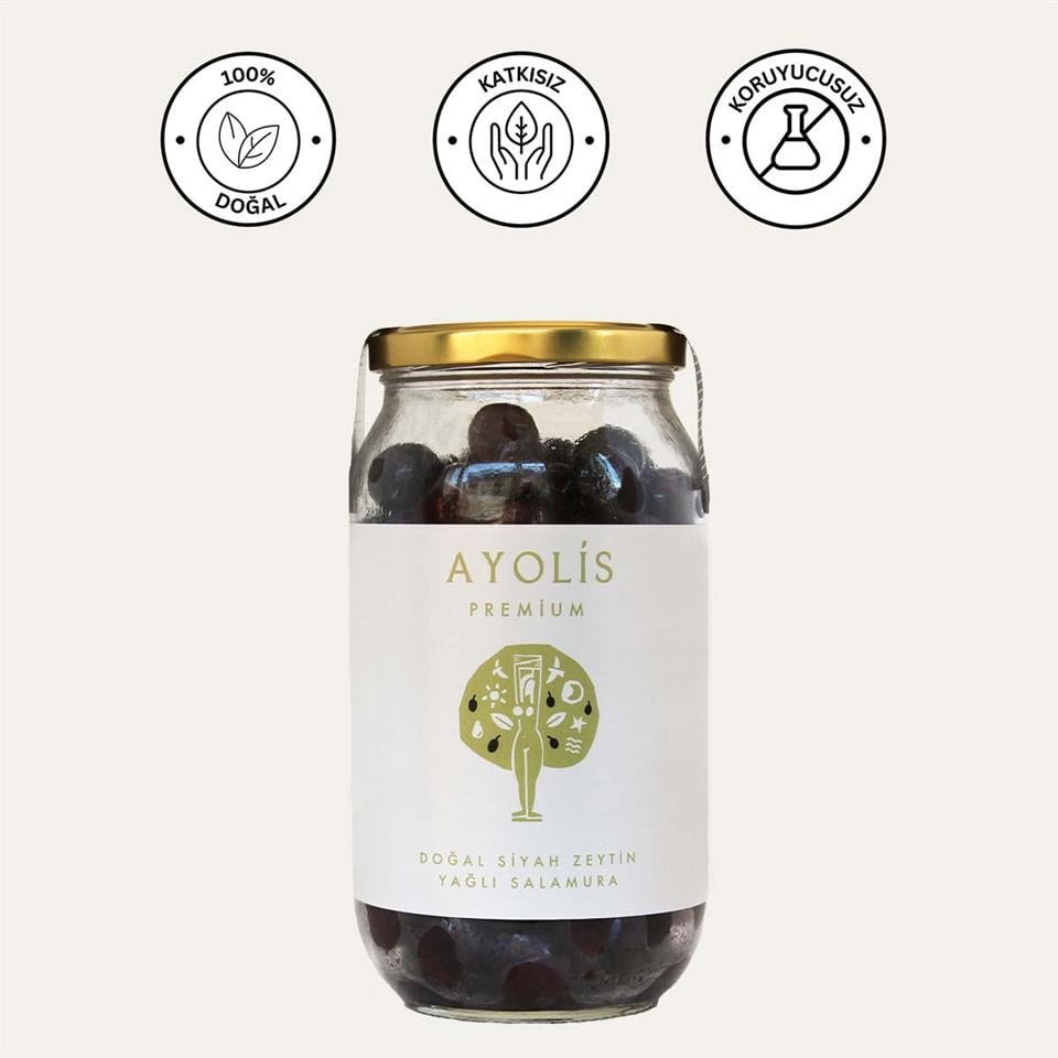 Ayolis Premium Gurme Yağlı Salamura Siyah Zeytin XL 650 g
