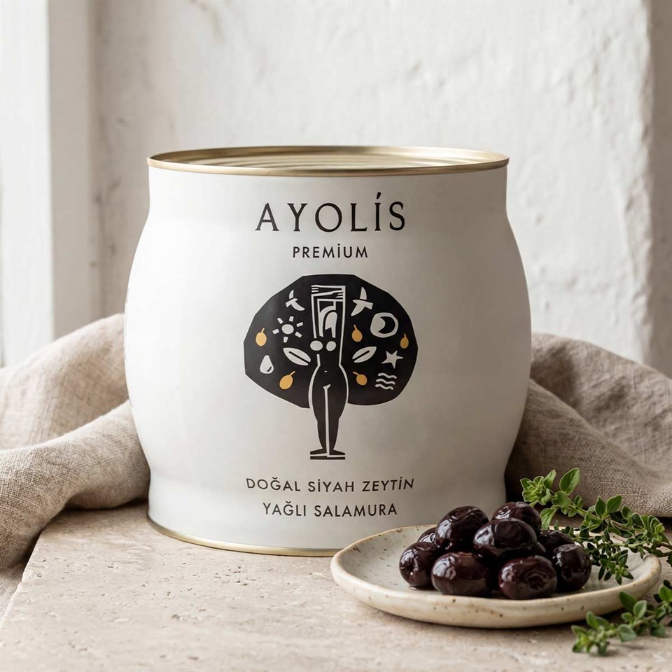 Ayolis Premium Gurme Yağlı Salamura Siyah Zeytin XL 1700 g (Zeytinyağlı)