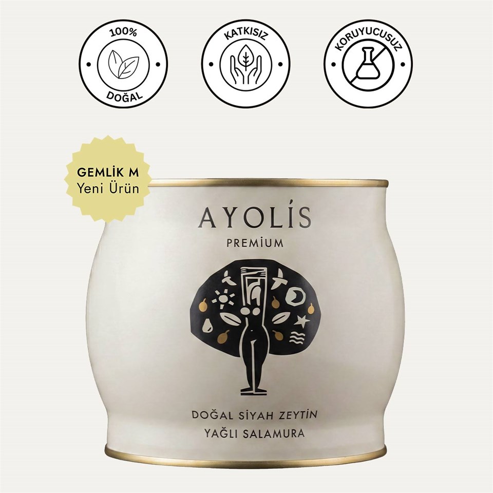 Ayolis Premium Gurme Yağlı Salamura Siyah Zeytin M 1700 g (Zeytinyağlı)