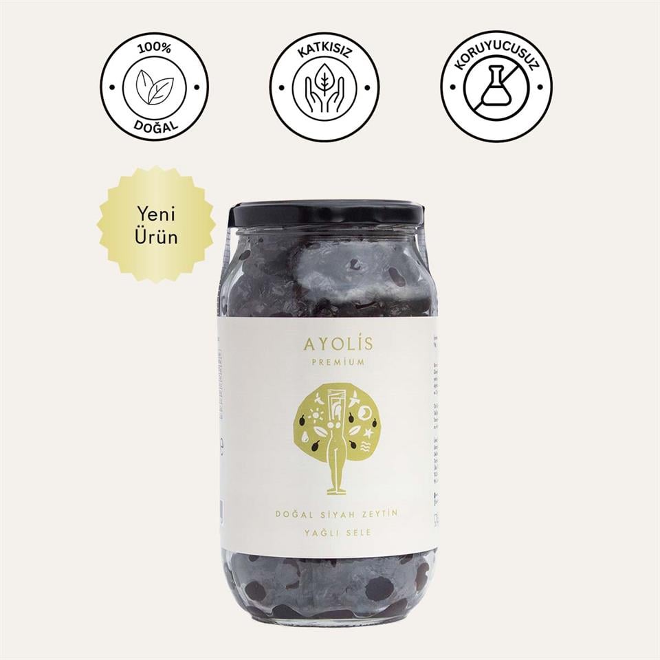 Ayolis Premium Gurme Yağlı Sele Siyah Zeytin M 650 g