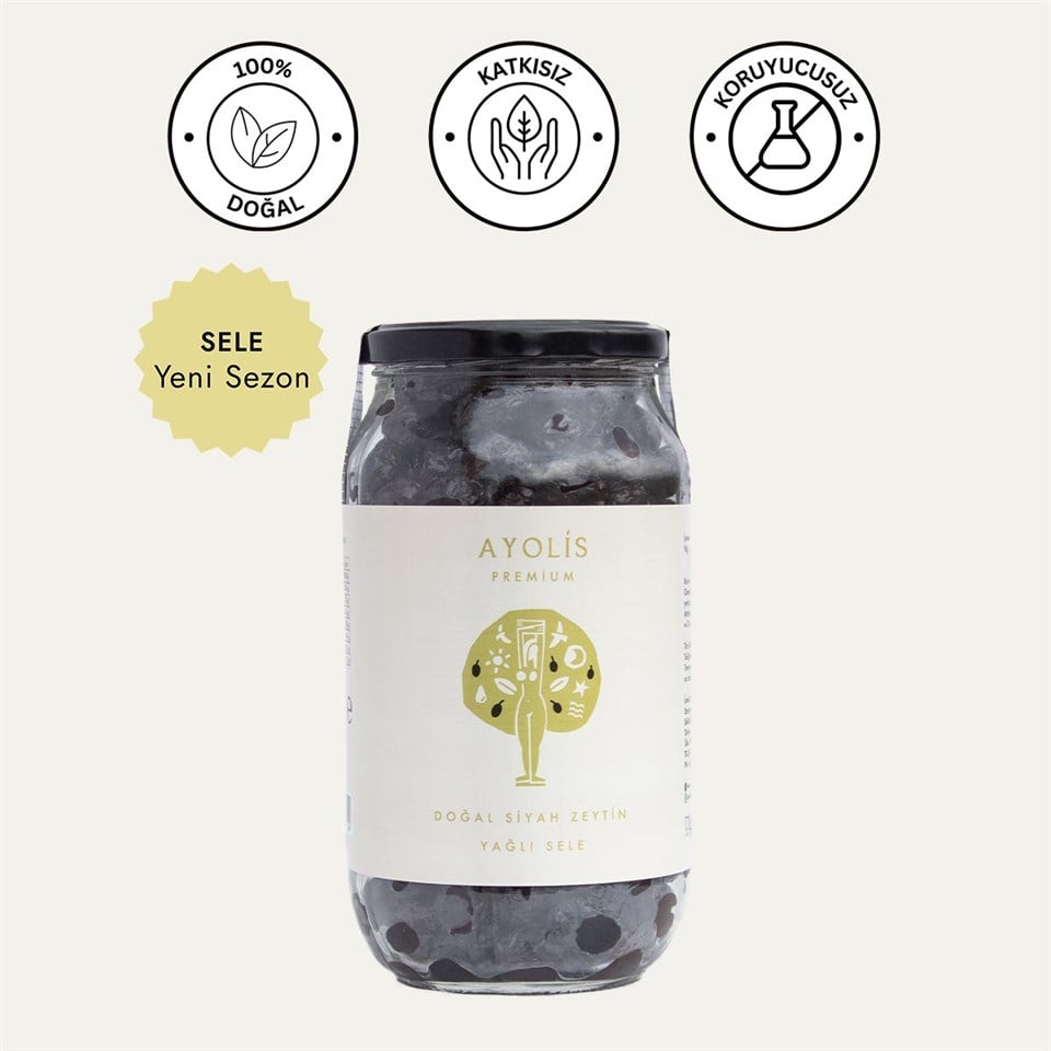 Ayolis Yağlı Sele Siyah Zeytin 650 g doğal ve katkısız zeytin