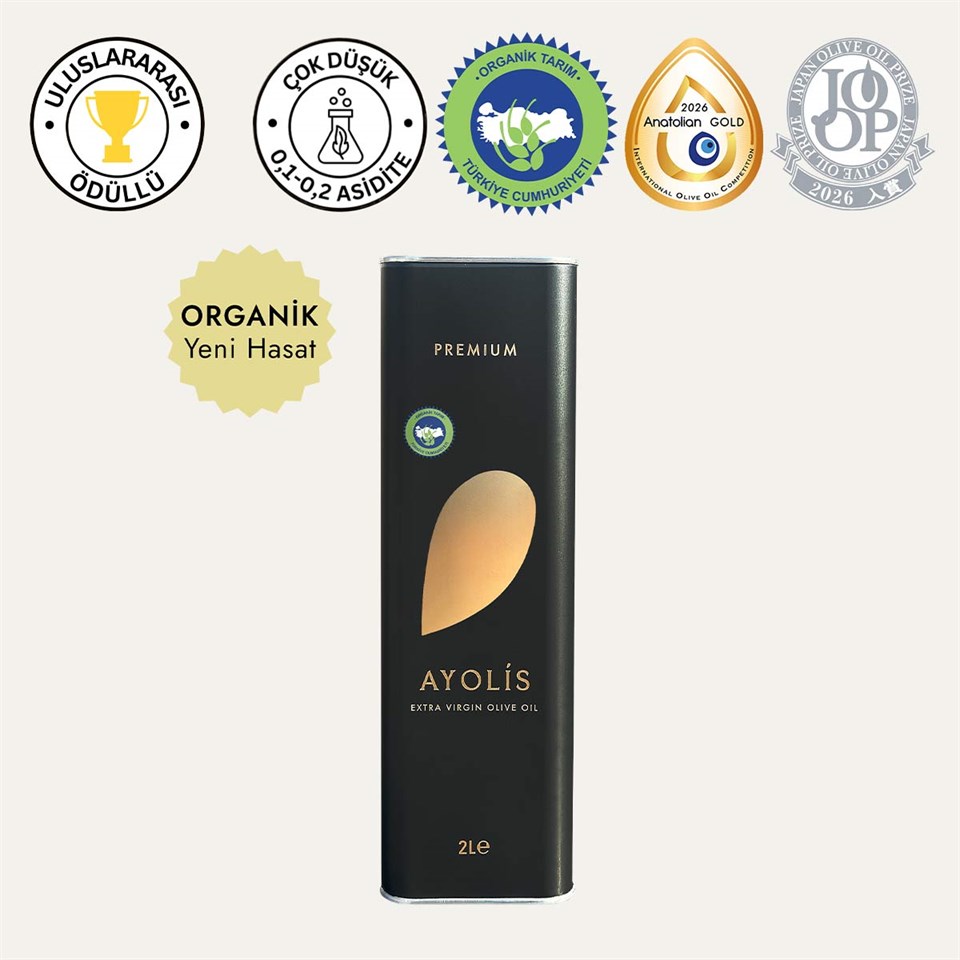 Ayolis Premium Organik Ödüllü Yüksek Polifenollü Soğuk Sıkım Natürel Sızma Zeytinyağı 2 Lt