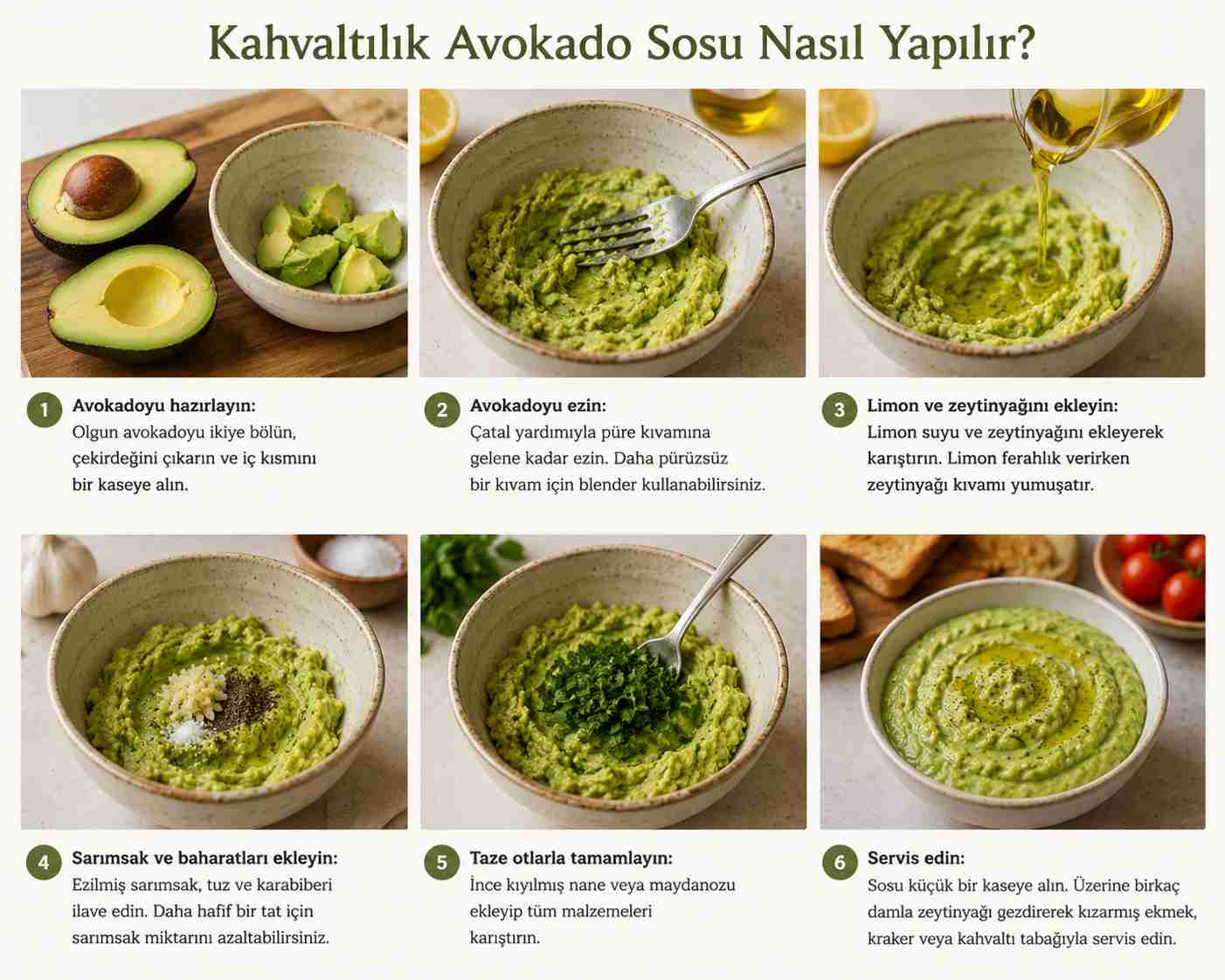 Kahvaltılık avokado sosu nasıl yapılır adım adım tarif görseli