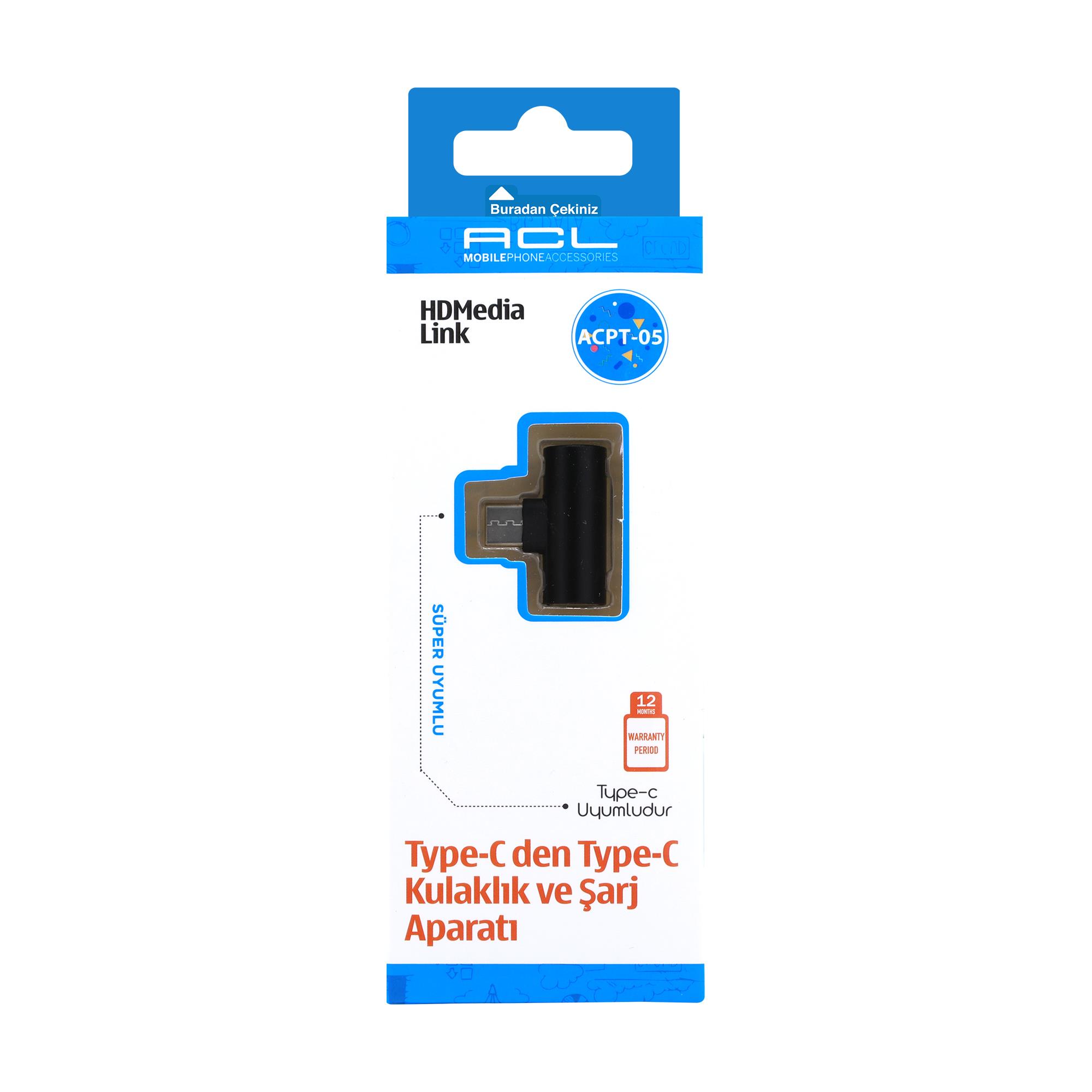 Acpt-05 Type-C den 3,5 MM Kulaklık ve Şarj Çevirici Aparat