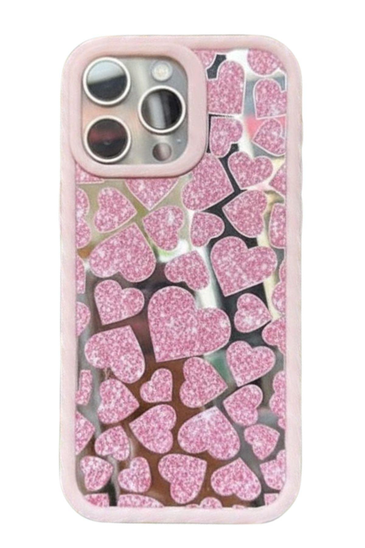 Apple 14 Pro Mırror Heart Telefon Kılıfı